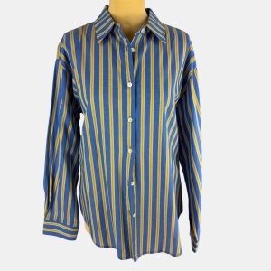 Camisa oversize de rayas en celeste y amarilla